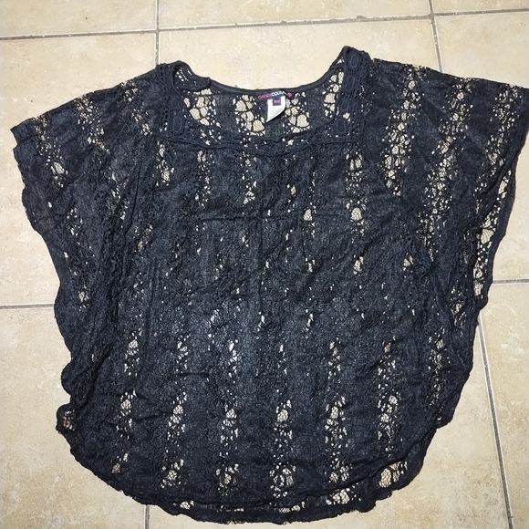 Candy Couture Black Lace Butterfly Sleeve Blouse Top Size Medium - Picture 1 of 6